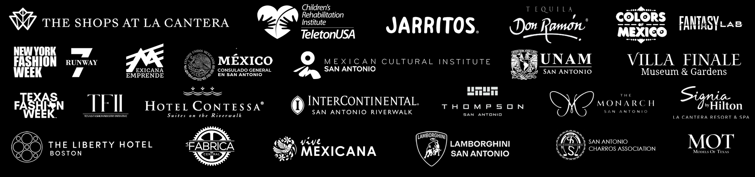 iLaCatrina Partners and Sponsors: The Shops at la Cantera, CRIT TeletonUSA, Jarritos, Tequila Don Ramon, Colors of Mexico Las Vegas, New York Fashion 
Week, Mexican Consulate, Lamborghini