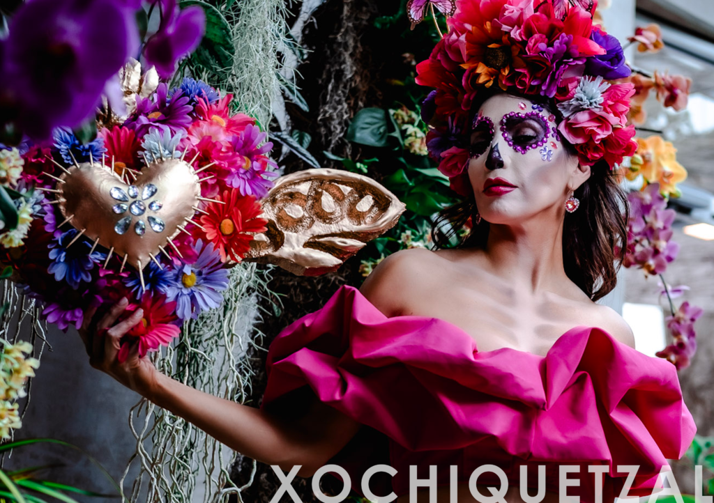 Catrina Xochiquetzal, the Aztec goddess of love, beauty, flowers, fertility, and the protector of young women. 